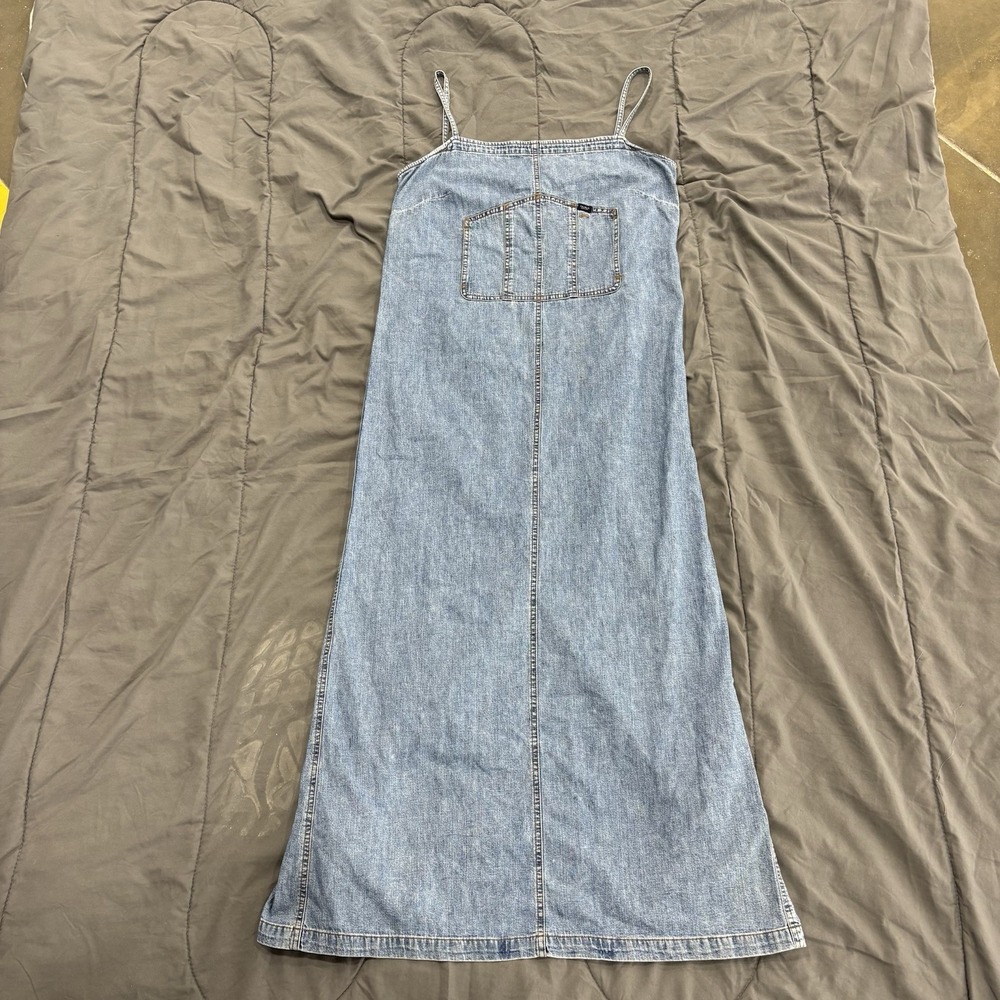 Vintage Lauren Jeans Co Long Denim Full Length Slit Dress Medium M Rare Medium